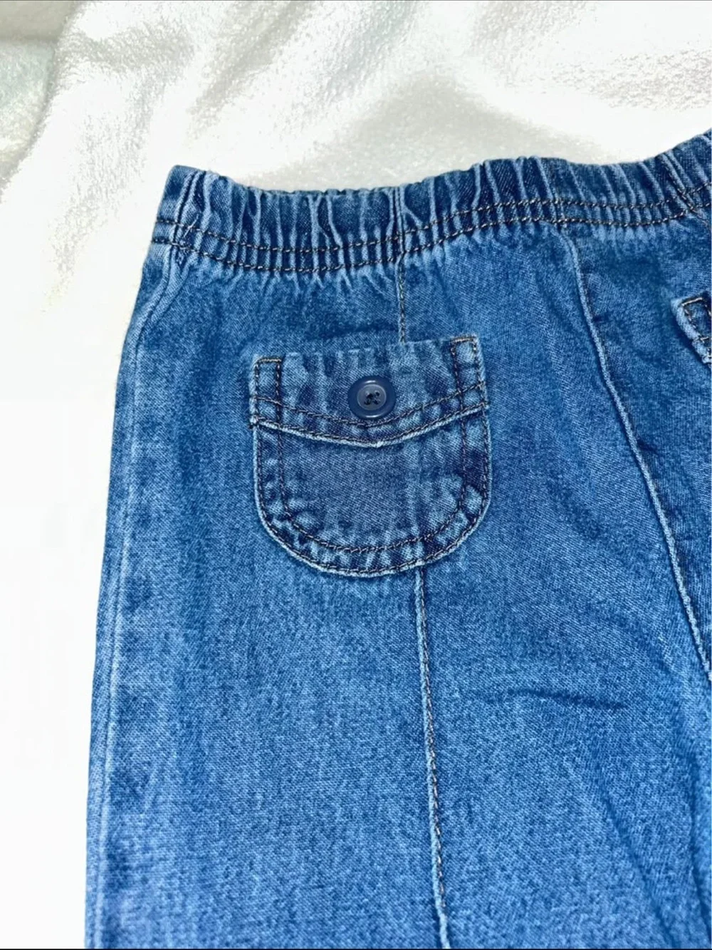 Kids Wide Leg Dark Blue Elastic Waist Jeans